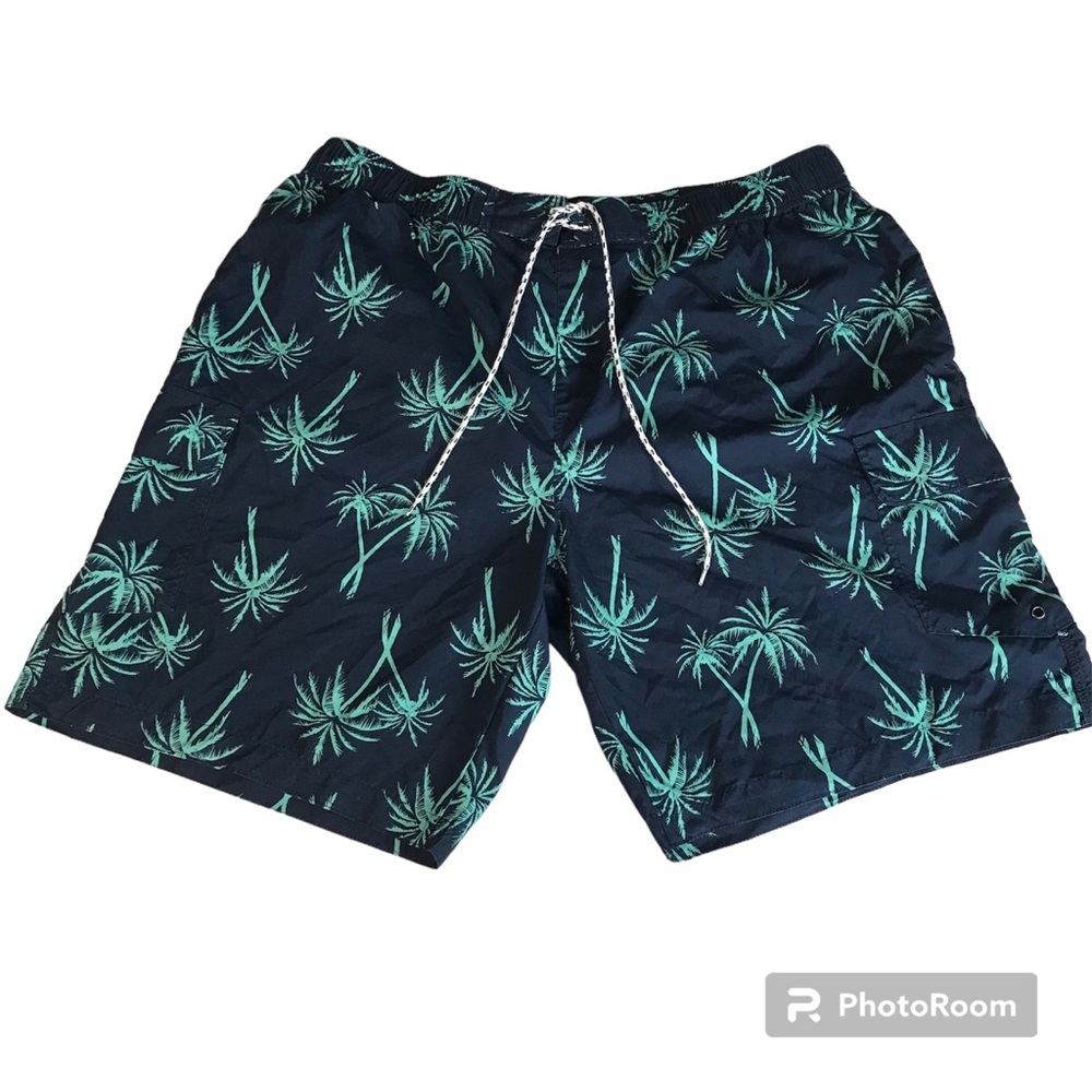 Foundry Swim Short Men’s Size 3XL Color Blue Palms Print Pocket’s Elastic Waist